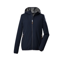 Killtec hiking jacket with hood KOS 61 (2 layers, PFC-free, very light) navy blue women